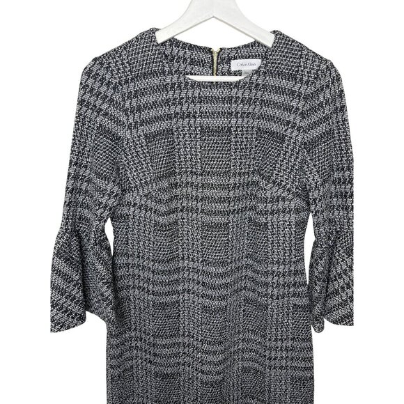 Calvin Klein Black White Plaid Sheath Dress Women’s 4 Small Work Career - Picture 3 of 10